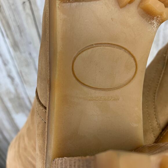 David Aaron Mid Calf Tan Nubuck Leather Lace Up Eyelet Heeled Boots 7 M Spain - Picture 9 of 11